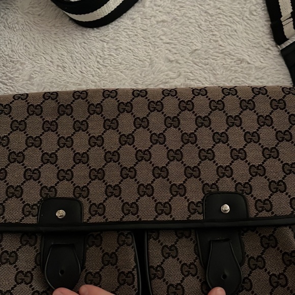 Gucci Tan and Black Monogram Shoulder Bag - Picture 6 of 12